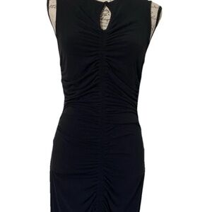 J.Crew Ruched Center-Seam Dress Matte Black Keyhole Sleeveless Jersey Size Small